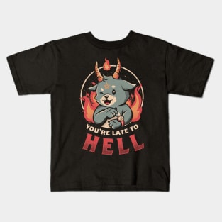 Late to Hell - Cute Evil Creepy Baphomet Gift Kids T-Shirt